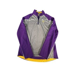 NFL Minnesota Vikings Youth 1/4 Zip Pullover Jacket L 14/16 Purple Gray Gold
